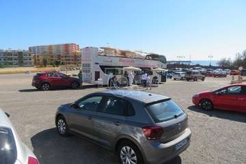 La vacuguagua en la explanada de Melenara/TA.